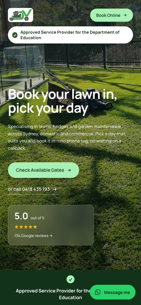 Joe Vu Lawn Service on a phone