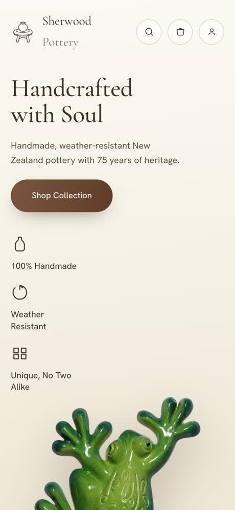 Sherwood Pottery on a phone